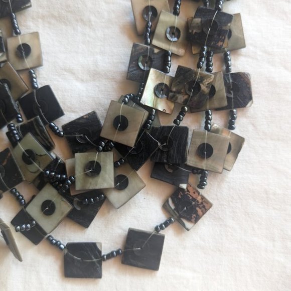 Multi Strand Necklace with Grey and Shell Beads - Picture 3 of 4